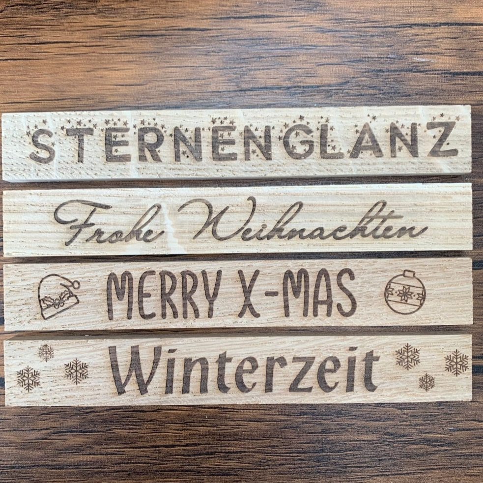 winter dekoration DIY Bastelidee gravierte Easy-Sticks Klötzchen Holz Bastelholz