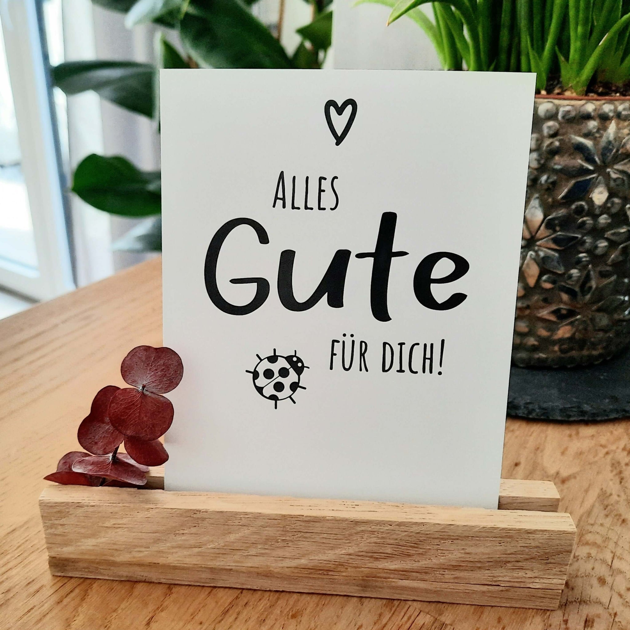 Schöne Postkarte von Easy-Sticks, Herzensmensch, alles Liebe, alles Gute mit dem Text 'Alles Gute für dich!' - ideal für besondere Anlässe.