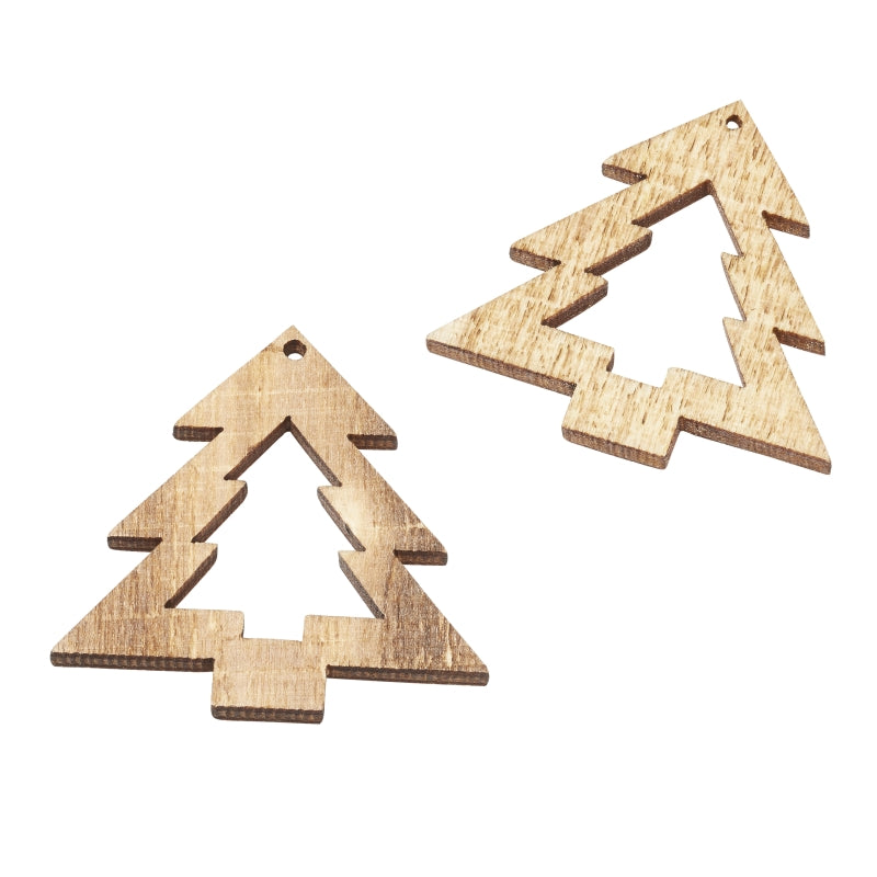 4 Tannenbäume aus Holz zum Aufhängen