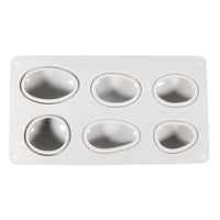 Silikonform Steine von Easy-Sticks, zeigt die Silikonform mit sechs großzügig geformten Steinmotiven, perfekt für das Ausgießen in verschiedenen Materialien.