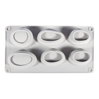 Silikonform Steine von Easy-Sticks, detaillierte Ansicht der Silikonform, die sechs ovale Steinformen zeigt, ideal für kreative Gießprojekte.