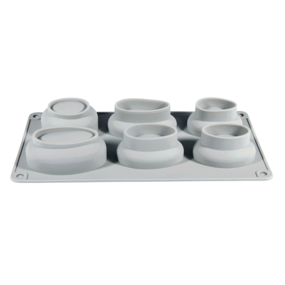 Silikonform Steine von Easy-Sticks, zeigt eine graue Silikonform mit sechs verschiedenen Steinmotiven, ideal für die Dekoration aus Kreativ-Beton.