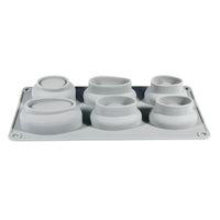 Silikonform Steine von Easy-Sticks, zeigt eine graue Silikonform mit sechs verschiedenen Steinmotiven, ideal für die Dekoration aus Kreativ-Beton.