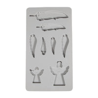 Die Rayher Silikon Gießform für Engel und Flügel zeigt die detaillierte Formgebung, die es ermöglicht, kunstvolle Anhänger zu kreieren, ideal für persönliche Bastelprojekte von easy-sticks.