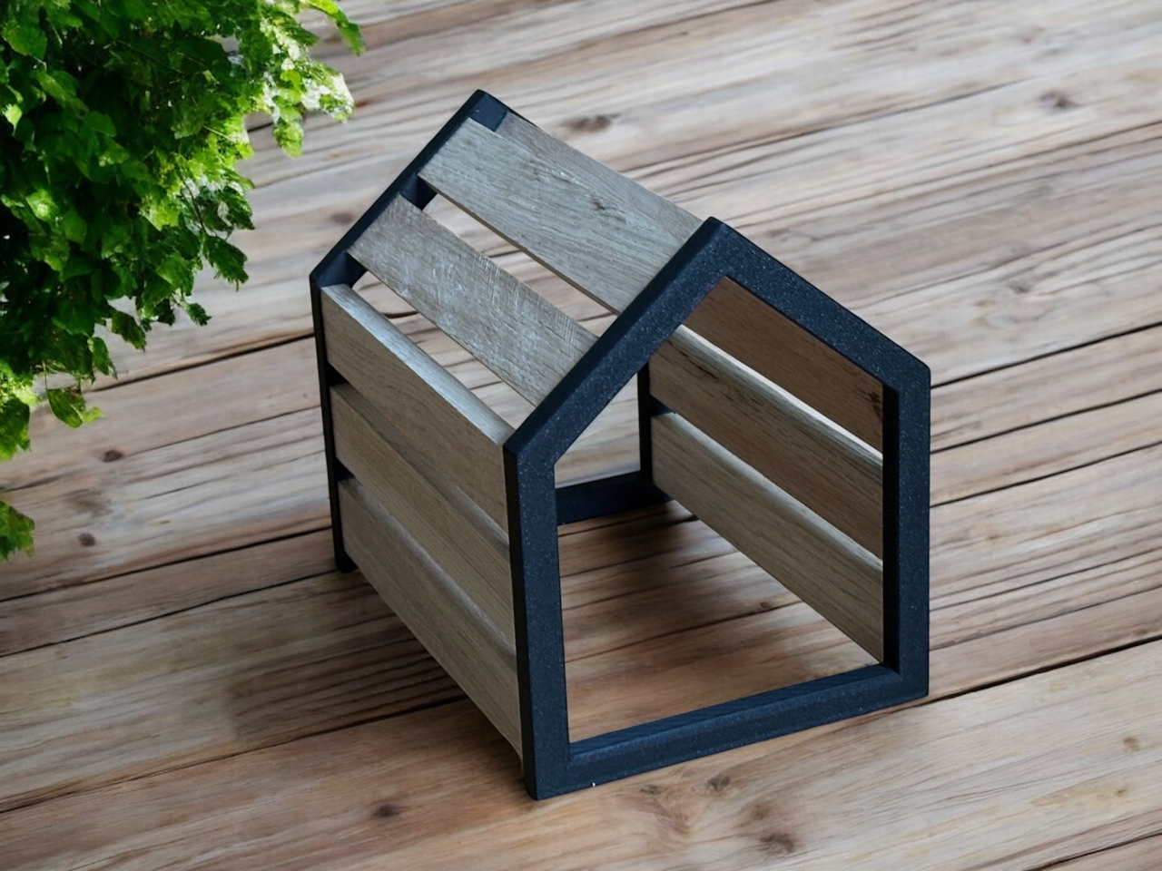 3D gedruckte Häuserrahmen in schwarz zum Bauen eines Deko Hauses mit Easy-Sticks