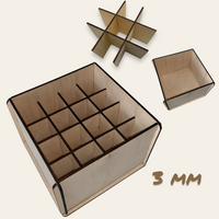 3 mm Box mit ver. Teilern Laserdatei für Aufbewahrungen