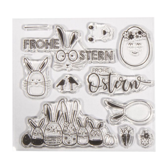 Frohe Ostern Clear Hasen Stamps Set Mit 11 Motiven, 102,5x97mm Für Karten & Geschenke Hasenfamilie