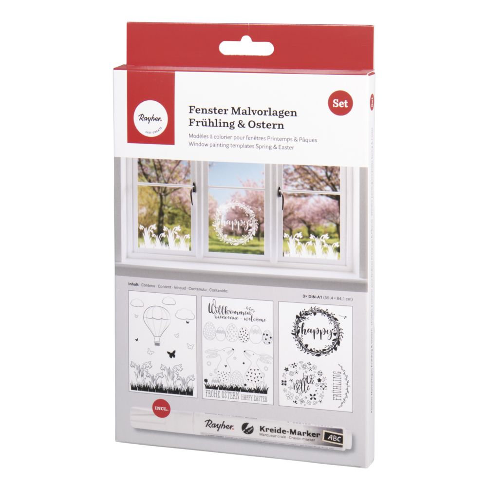 Fenster Malvorlagen Für Frühjahrs Dekoration Fenster & Ostern Mit Kreidemarker - 3 Vorlagebögen A1