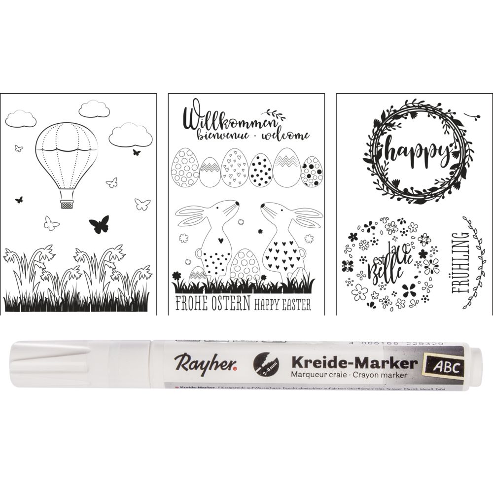 Fenster Malvorlagen Für Frühjahrs Dekoration Fenster & Ostern Mit Kreidemarker - 3 Vorlagebögen A1