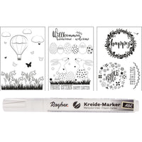 Fenster Malvorlagen Für Frühjahrs Dekoration Fenster & Ostern Mit Kreidemarker - 3 Vorlagebögen A1