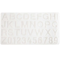 Silikon Gießform Alphabet und Zahlen von easy-sticks, Maße 35,7 x 19,2 x 0,9 cm, ideal für kreative Projekte, Buchstaben und Zahlen jeweils 4 cm hoch.