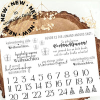 Wetterfeste Rub On Sticker von easy-sticks: Kreative goldene Aufkleber mit Adventszahlen und adventlichen Motiven, perfekt für die festliche Jahreszeit.