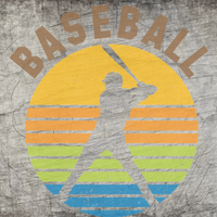 Bunte Baseball Grafik mit einem Spieler, der mit einem Schläger schlägt, umgeben von einem runden Farbverlauf, ideal für kreative Projekte und DIY-Ideen. Entworfen von easy-sticks und Teil der "Baseball Plotterdatei".