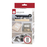 Silikon Gießform Mini ABC von easy-sticks mit 27 einzelnen Buchstabenformen, ideal für kreative Deko-Accessoires wie personalisierte Namen und Wörter.