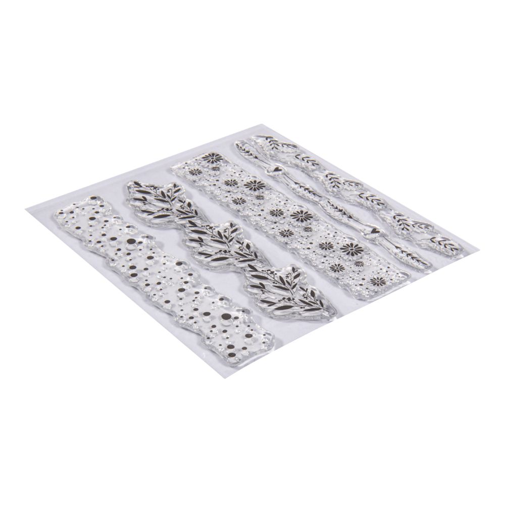 Transparente Bordüren-Stempel von Easy-Sticks: Florale Designs für Karten und Home-Accessoires mit Clear Stamps Blumenmotive.