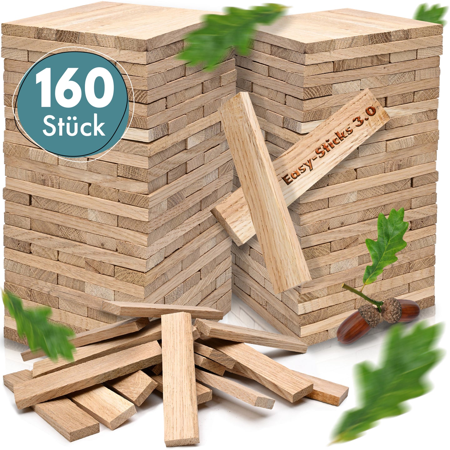 Easy-Sticks 3.0, 16 cm lang, 160 Stück von Easy-Sticks - Eiche hell, wunderschön verarbeitet und gleichmäßig gestapelt, ideal für präzise Bastelarbeiten und kreative Projekte.