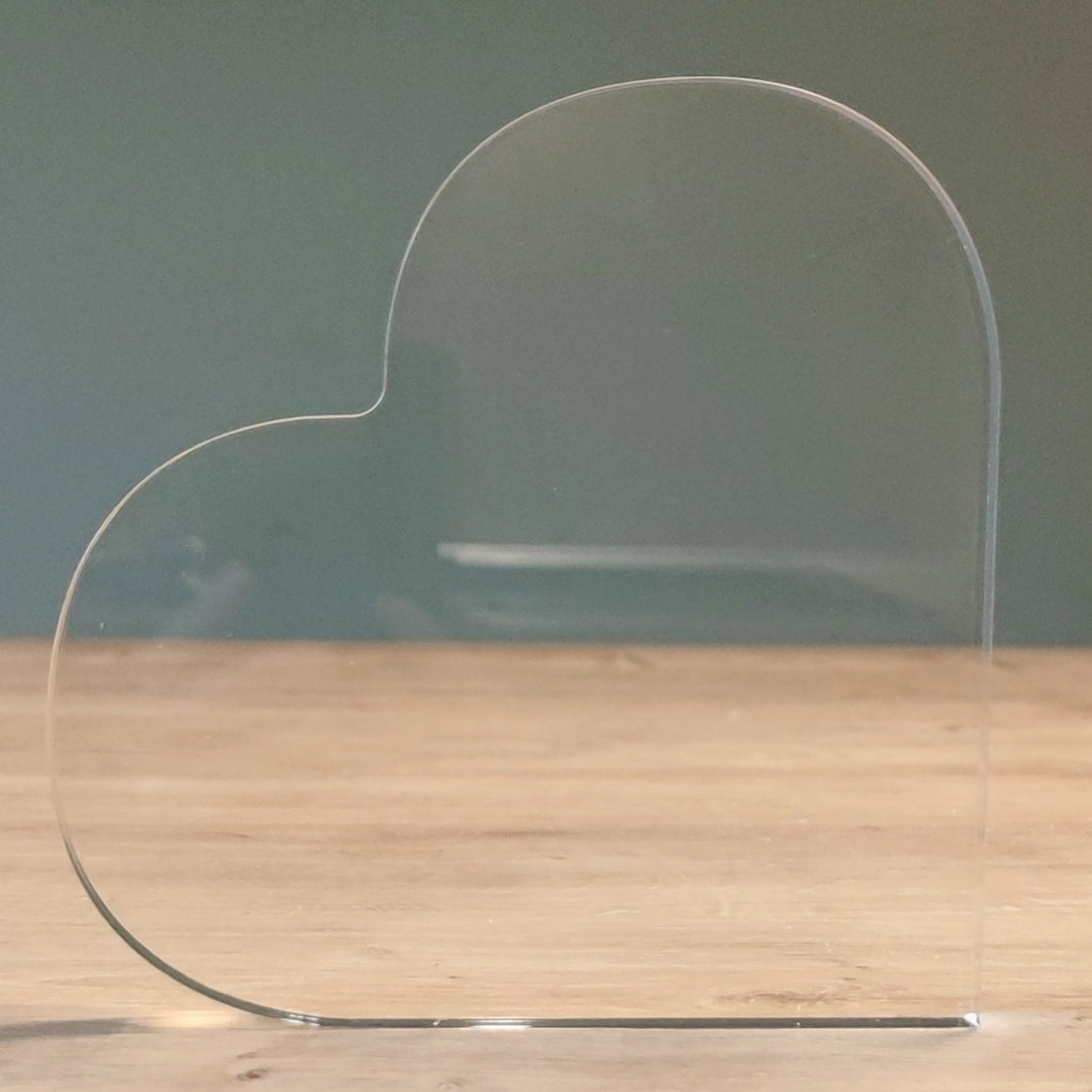 großes Herz aus Acryl - klar, 15 cm x 15 cm x 0,8 cm