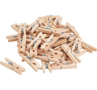 Eine kreative Ansammlung von Mini-Holzklammern von easy-sticks, 50 Stück, optimale Größe von 3,5 cm für Bastelprojekte und Dekoration.