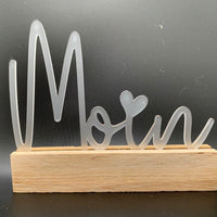 Eleganter Moin Schriftzug mit Herz von Easy-Sticks, ideal für Dekoration und Kartenhalter