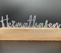 Stylischer Acryl Aufsteller mit dem Schriftzug 'Heimathafen' von Easy-Sticks, ideal zur Dekoration für individuelle Kartenhalter.