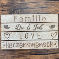 Familie Du & Ich Love Herzensmensch Klötzchen Easy-Sticks mit Gravur Bastelholz Holz zum Basteln
