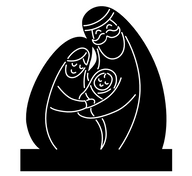 Ein kreatives Design einer stilisierten Weihnachtskrippe von easy-sticks, das eine familiäre Szene mit Maria, Josef und dem Kind zeigt. Perfekt für DIY-Projekte und als Plotterdatei zum Download, um eine einzigartige Weihnachtskrippe zu gestalten.