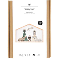 Große Krippe Stickpackung Gezählter Kreuzstich 28 x 19 cm mit Dekostickrahmen und Hochwertigen Materialien