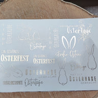dekorations folie metallisch Ostern Osterhase Sticker Rub Ons Beschriftung von Kerzen Glas oder Keramik