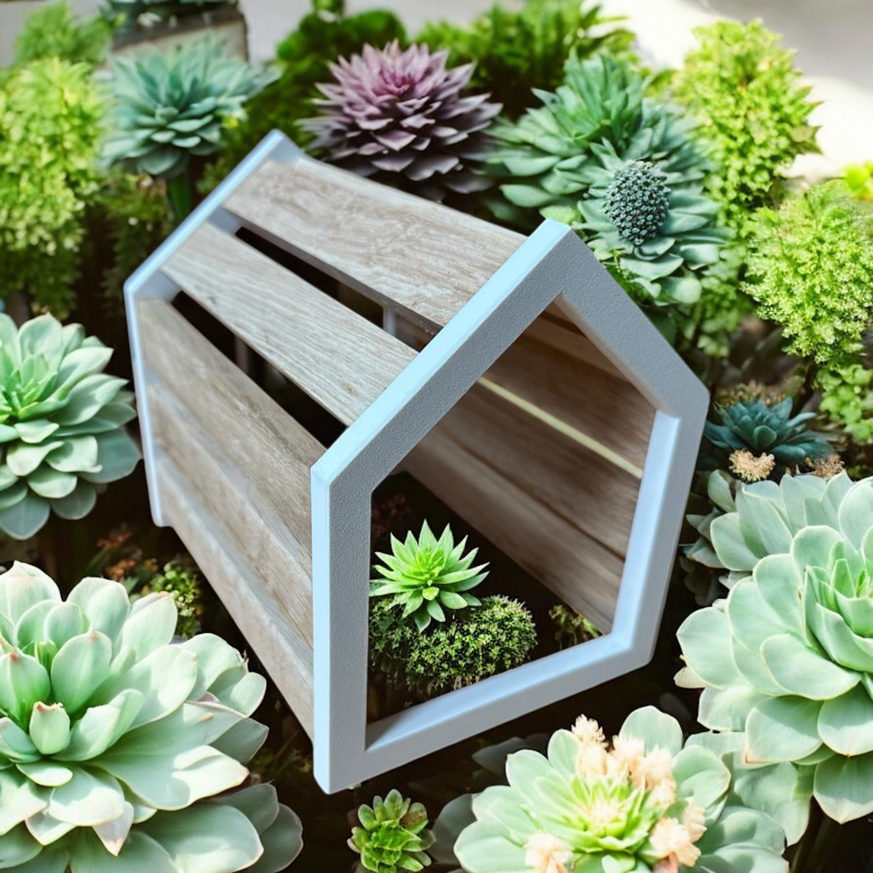 3D gedruckte Häuser Rahmen in weiß zum Bauen eines Deko Hauses mit Easy-Sticks