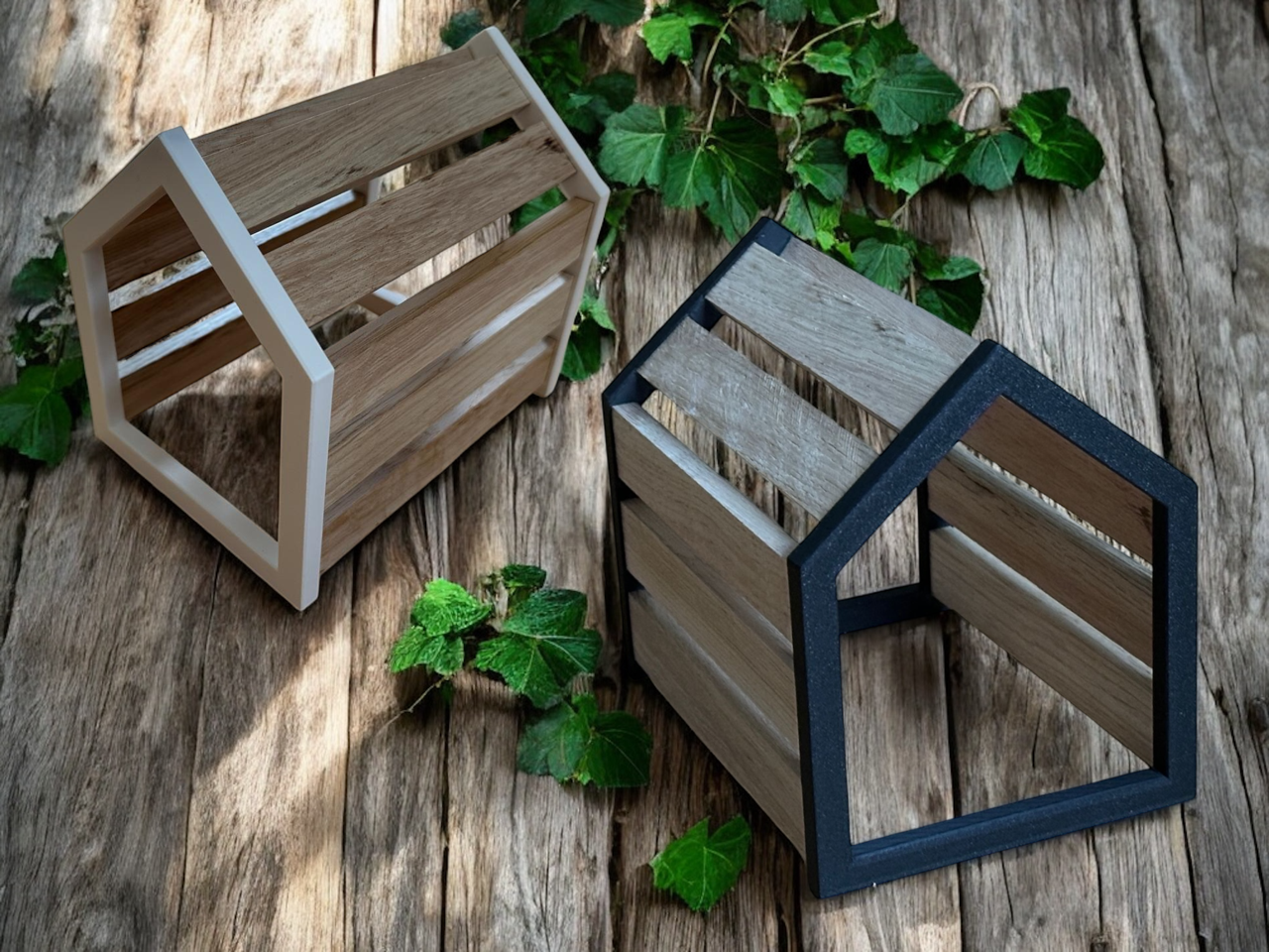 3D gedruckte Häuser Rahmen in weiß oder schwarz zum Bauen eines Deko Hauses mit Easy-Sticks