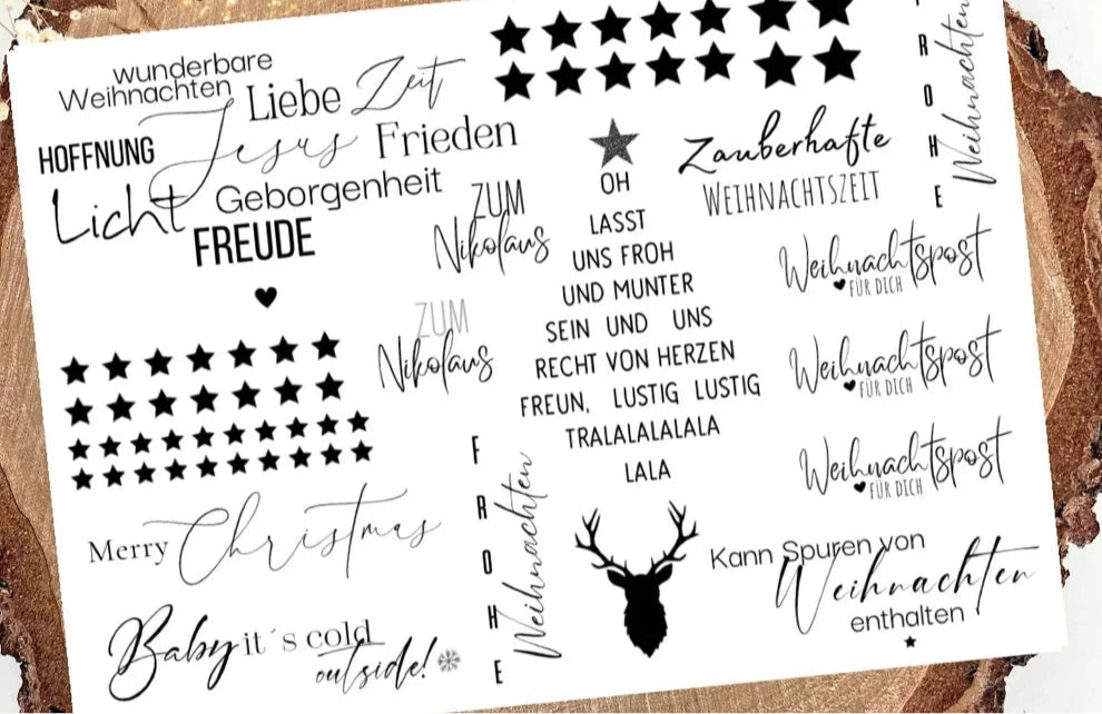 Rub on Weinachten Lasst uns froh und munter sein Weihnachtspost