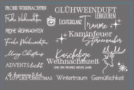 Frohe Weihnachten Rub on UV Sticker Mix5 in weiß von easy-sticks, zeigt verschiedene Weihnachtsmotive und -sprüche in elegantem Design.