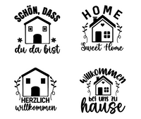 Stylische Plotterdateien mit einladenden Sprüchen für den Heimdekorationsbereich. Enthält Designs wie "Schön, dass du da bist" und "Herzlich Willkommen" vom Vendor easy-sticks, Teil des Bündels "Herzlich Willkommen".