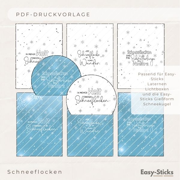 Laterne/ Lichtbox/ Schneekugel Silikonform PDF - Schneeflocken