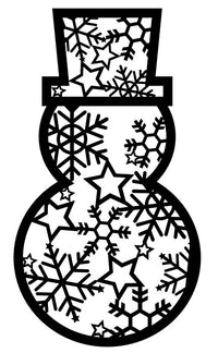 Stylischer Schneemann mit schneeflockenartigen Verzierungen, ideal für Plotterarbeiten. Nutze die Schneemann Plotterdatei von easy-sticks für vielfältige kreative Bastelmöglichkeiten im Winter.