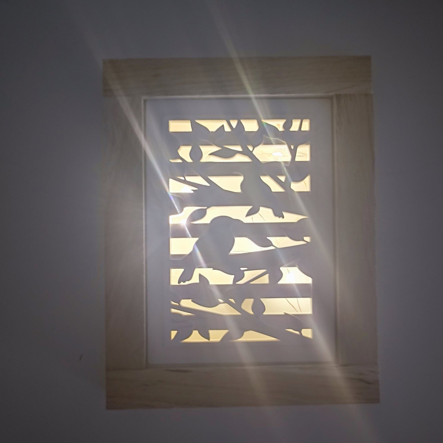 Silikonform - Vögel Laterne Seitenteil DIY gegossen mit Gießmasse und in Easy-sticks Rahmen geklebt