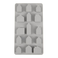 Silikon Gießform Mini Häuser von easy-sticks: Flexible Form mit 15 verschiedenen Hausdesigns für kreative DIY-Projekte.