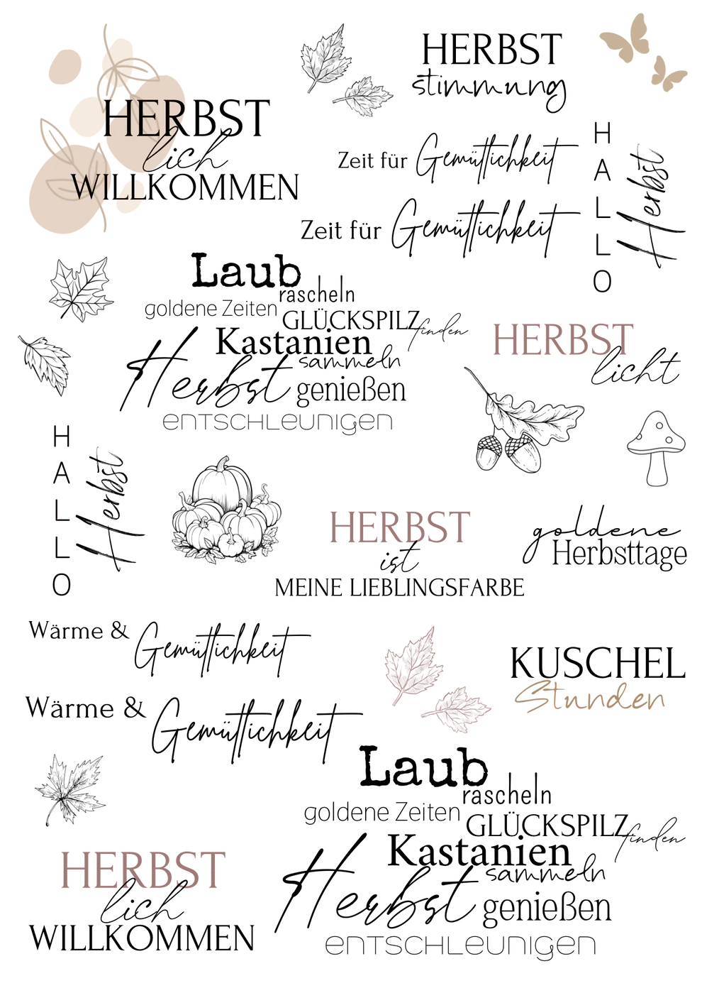 2in1 Folie Herbst A4 || KERZEN|| GLAS || KERAMIK DIY Beschriftung gold Transferfolie