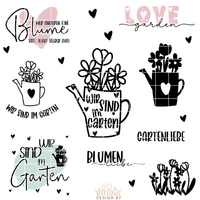 Gartenliebe Plotterdateien Bundle von easy-sticks: Kreative SVG, DXF, PNG, PDF Designs mit Gartenmotiven und dezenten Herzen für Ihre DIY-Projekte.