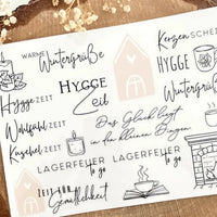 Rub On UV Sticker randlos Winter 2 A5 von easy-sticks zeigt kreative Wintermotive und inspirierende Sprüche in stilvollem Design, ideal für DIY-Projekte.