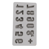 Silikon Gießform 0-9 von easy-sticks, zeigt die Formen von Zahlen und einem Pluszeichen für vielseitige Deco- und Bastelideen.