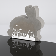 Dekorativer Hase aus Beton mit graviertem Grasdesign, ideal für Ostern-Bastelprojekte von Easy-Sticks, Gießform - Hase.