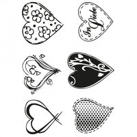 Stempel Clear Herzen von easy-sticks, A7, 6-teiliges Set mit verschiedenen herzlichen Designs, ideal für kreative Bastelprojekte und Kartenherstellung.
