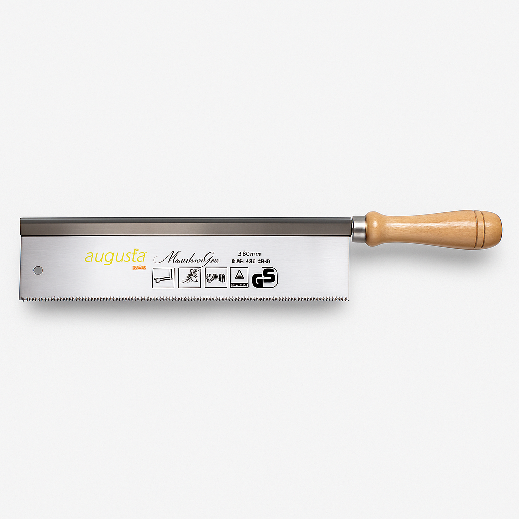 Easy-Sticks Säge für präzise Gehrungsschnitte, robuste Konstruktion und ergonomischer Holzgriff, ideal für Holzarbeiten und DIY-Projekte.