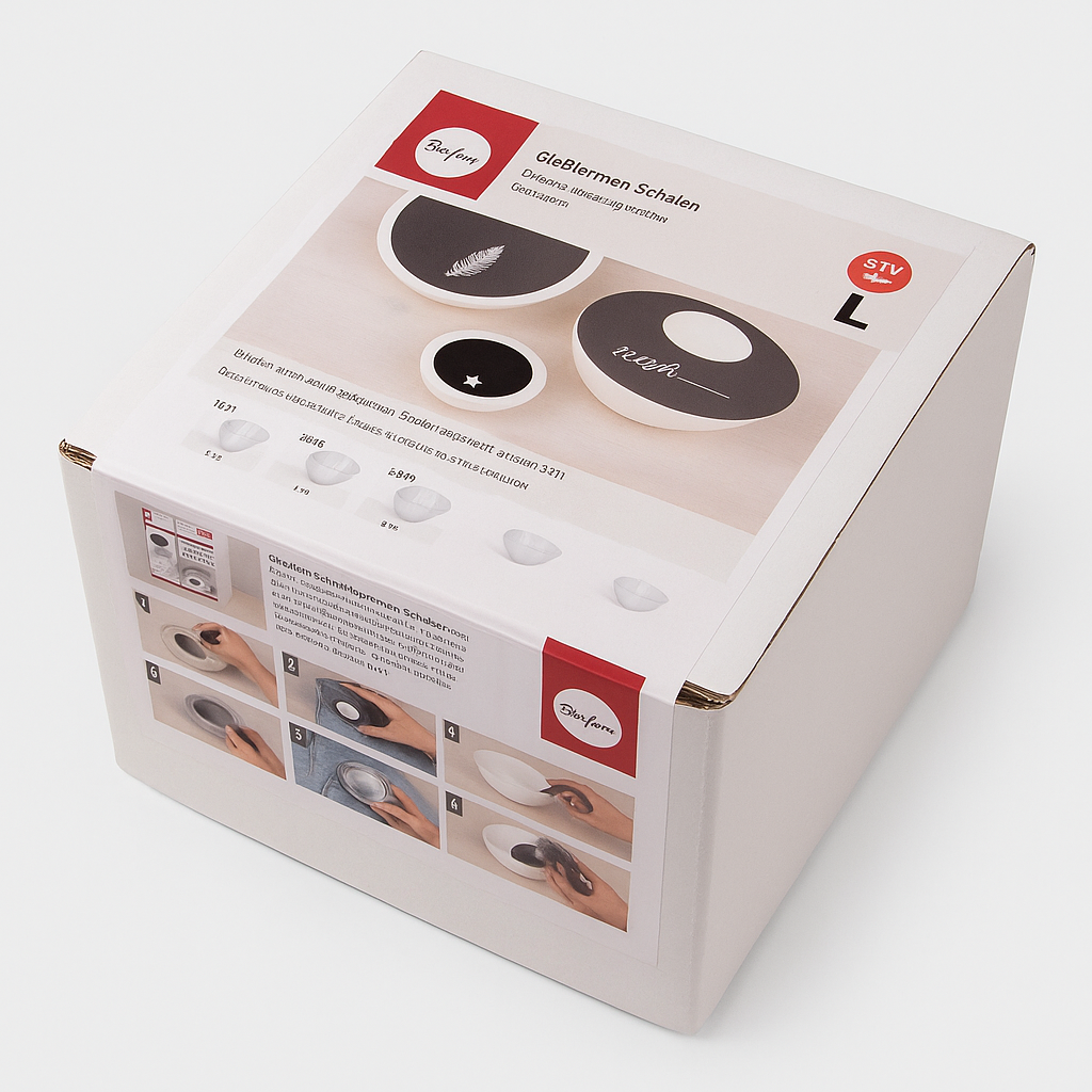 Set von fünf transparenten Acryl-Schalen in verschiedenen Größen von easy-sticks, perfekt für kreative Bastelprojekte und Gießen.