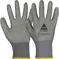 Montagehandschuhe in Größe 10 von Easy-Sticks - Graue PU Handschuhe für Feinmontage mit hohem Feingefühl und optimaler Griffigkeit.
