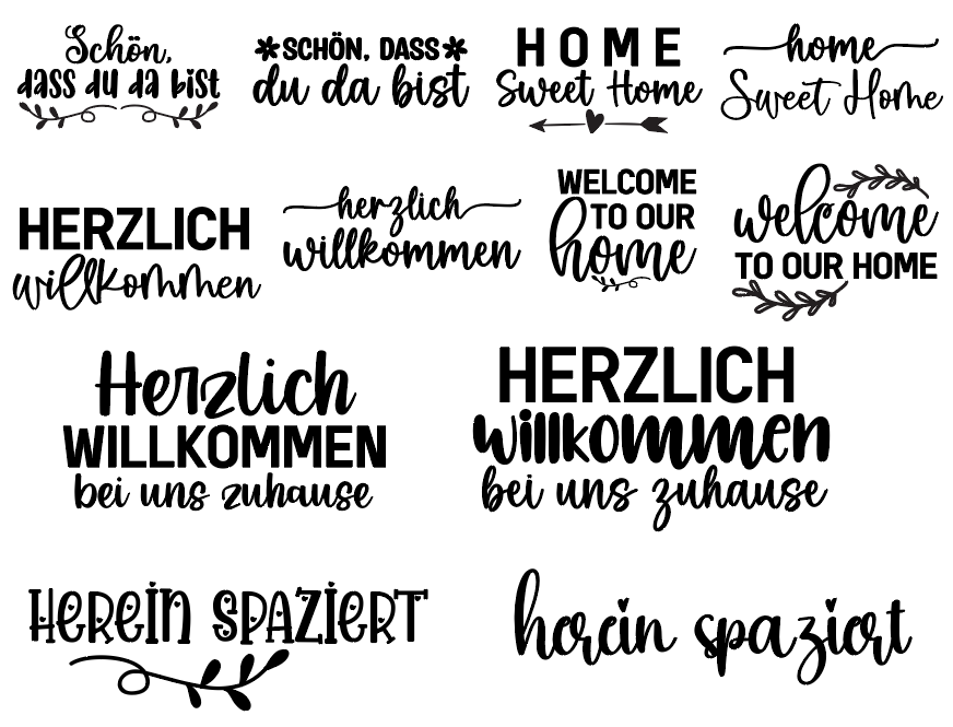 Sprüche und Häuser "Herzlich Willkommen" Bundle