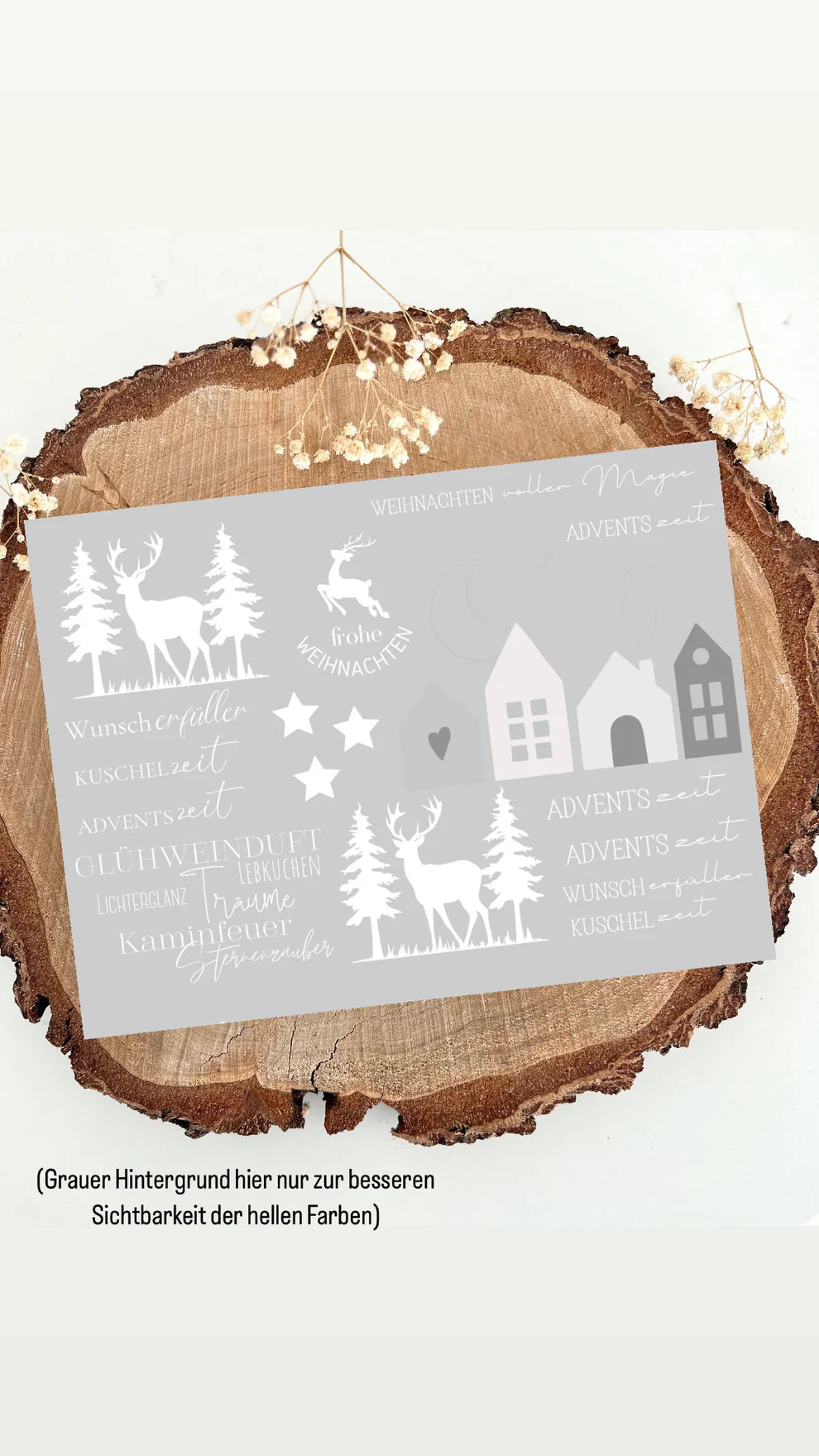 Weihnachten Hirsch Haus Sticker Randlos A5 – Hochauflösender Rub On UV Aufkleber, Wetterfest & Kratzfest