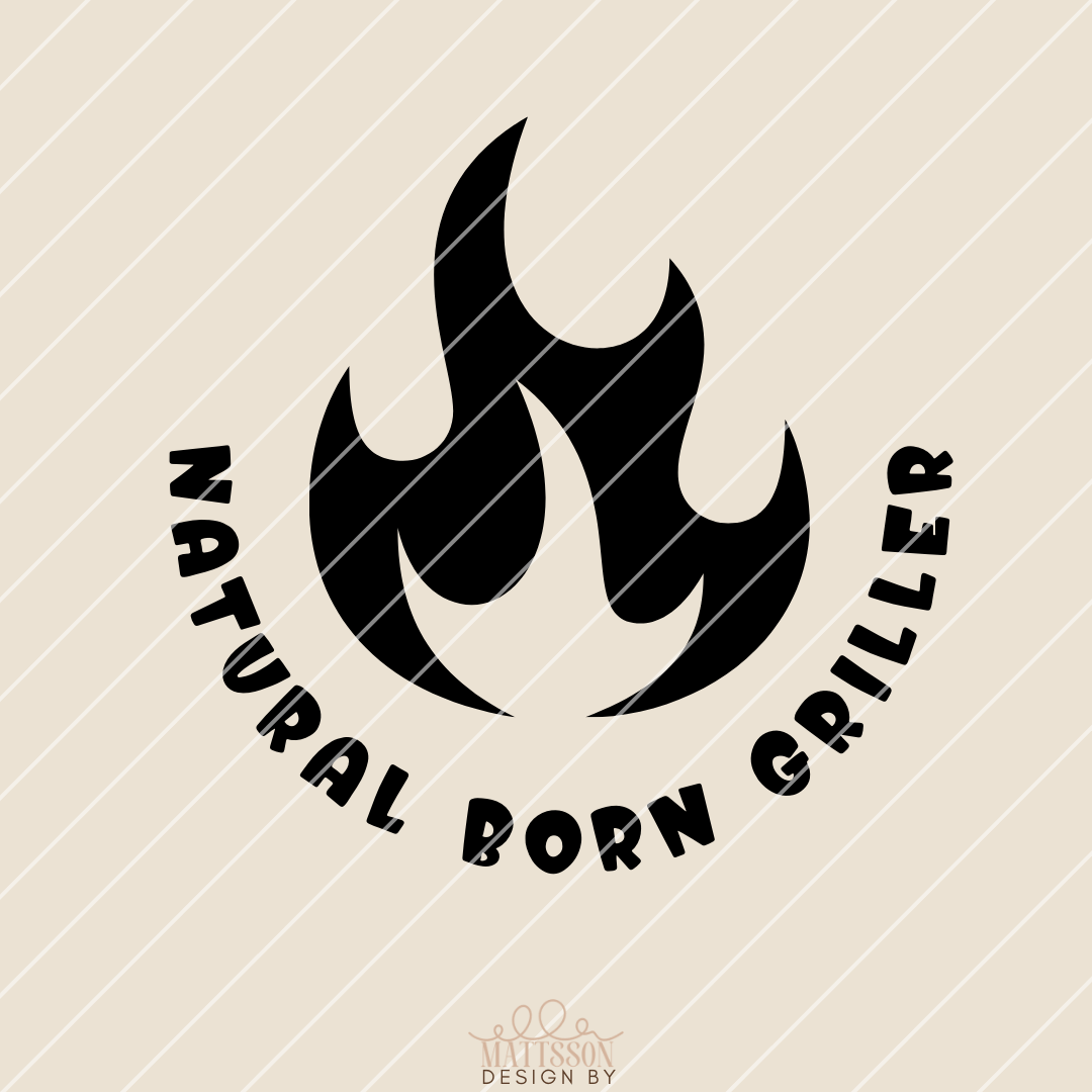 Grafikdesign des Logos "Natural Born Griller" in schwarz auf hellem Hintergrund, entworfen von easy-sticks.