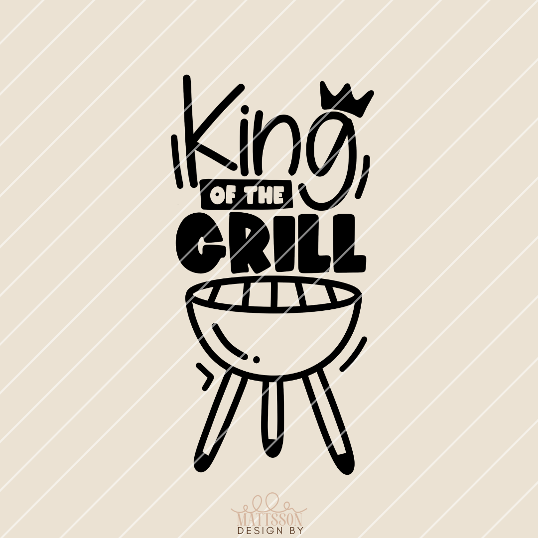 Stylisches Design der Plotterdatei 'King of the grill' von easy-sticks, perfekt zum Erstellen von kreativen Grill-Projekten wie Schildern und T-Shirts.